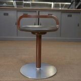 LA PALMA designer swivel stool in metal and leather – 1970s