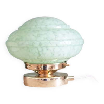 Lampe à poser en verre de Clichy vert