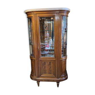 Antique curved display cabinet in wood and glass collection