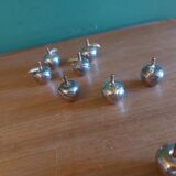 8 vintage chrome table card holders in the shape of apples