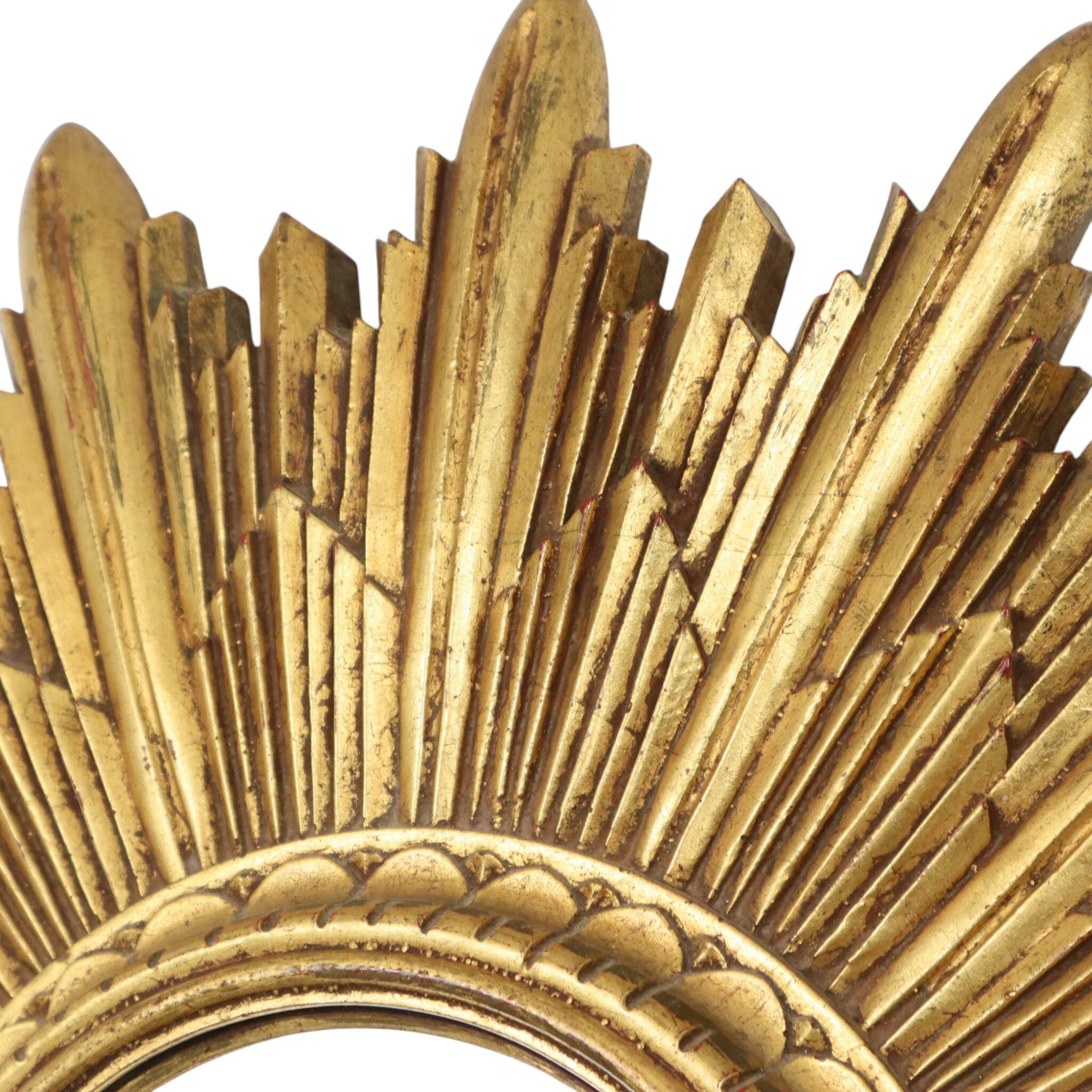Gold Leaf Sunburst Mirror (Resin, 56cm)