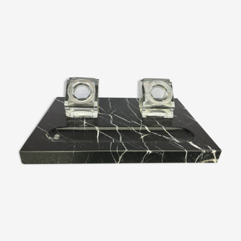 Black marble inkwell