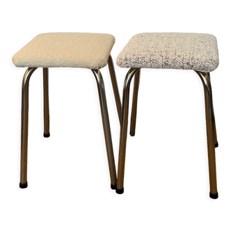 Chrome and wool curly stools