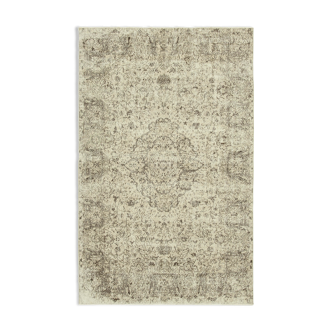 Tapis beige vintage anatolien tissé à la main 198 cm x 316 cm