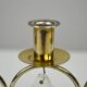 Brass Candelabra with Art Glass Base and Glass Prisms by Gunnar Ander for Ystad-Metall, Sweden, 1950s