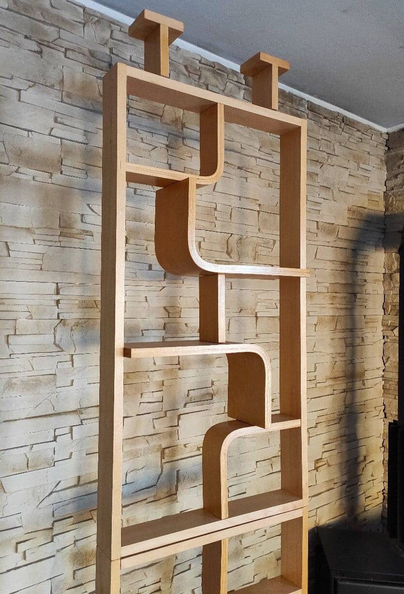 Bent plywood wall, bookcase, flowerbed, Volak by Holesov, 1960s Czechoslova