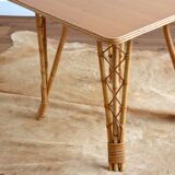 Vintage bamboo and rattan dining table 1960s