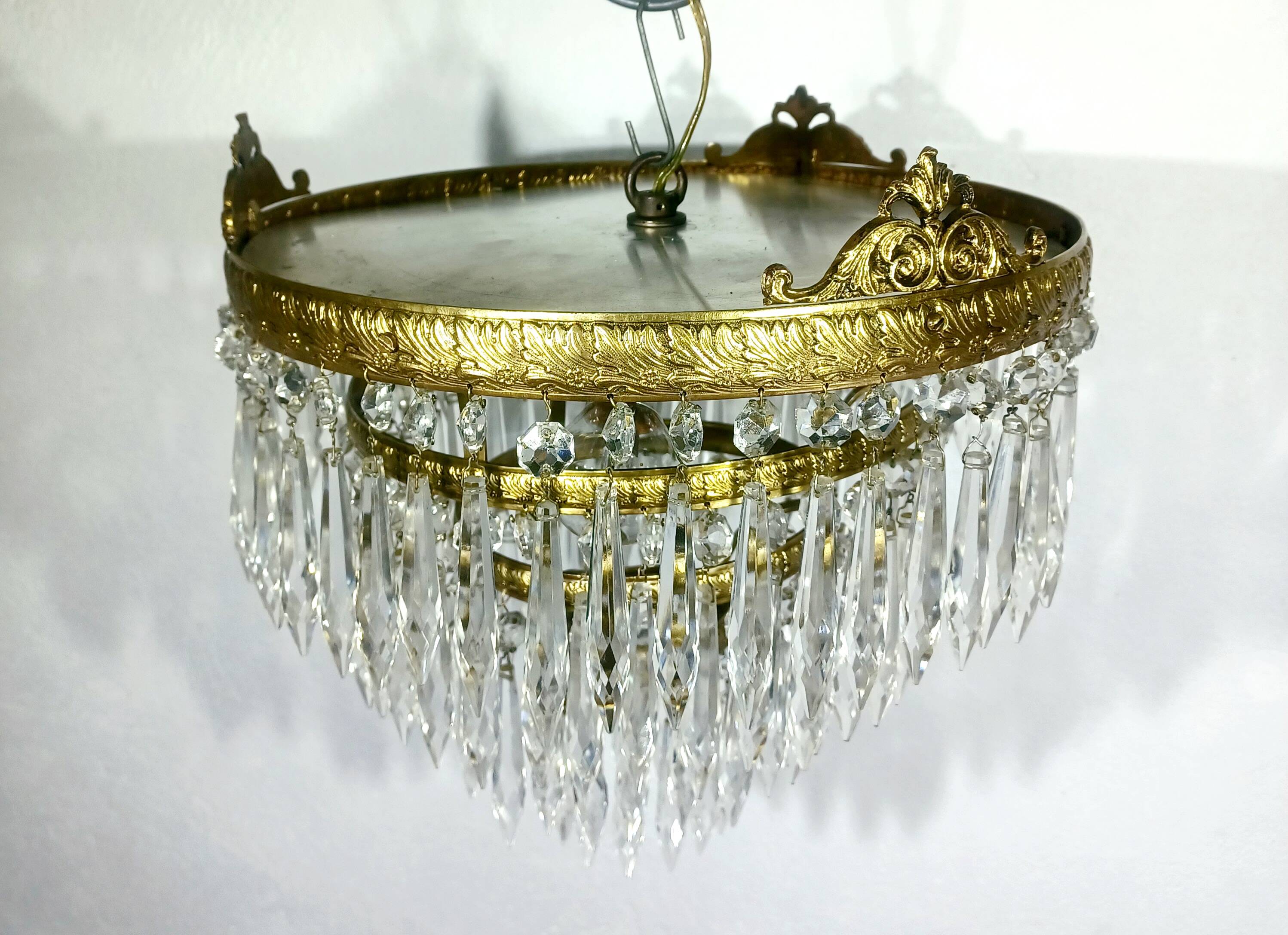 Plafonnier 3 lumières bronze cristal