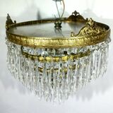 3-light bronze crystal ceiling light