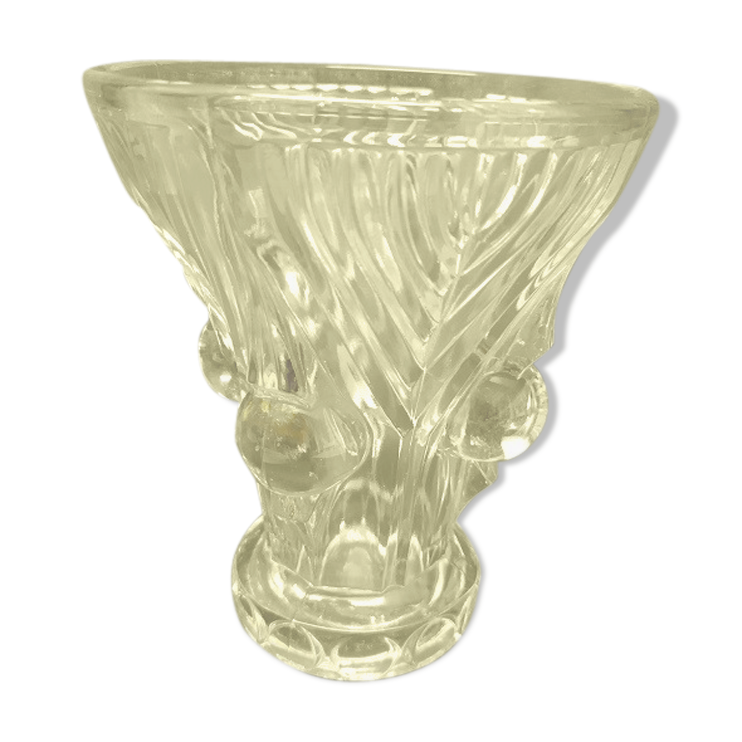 Glass vase molded 60 years old vintage