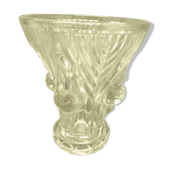 Glass vase molded 60 years old vintage