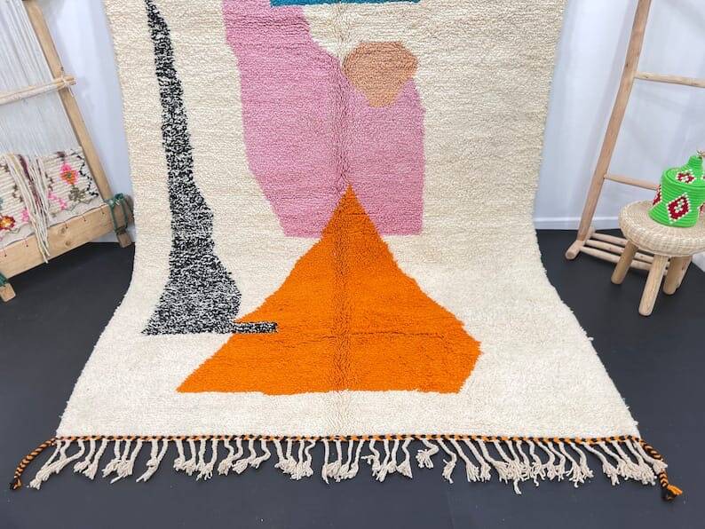 Berber rug in pure wool, colored, size 150 x 250 cm