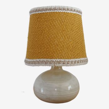 Lampe à poser céramique et toile de jute