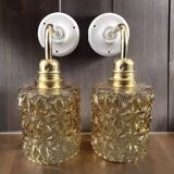 Pair of gold glass wall sconces