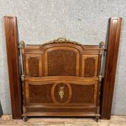 Louis XVI style Parisian center bed in marquetry and gilded bronze
