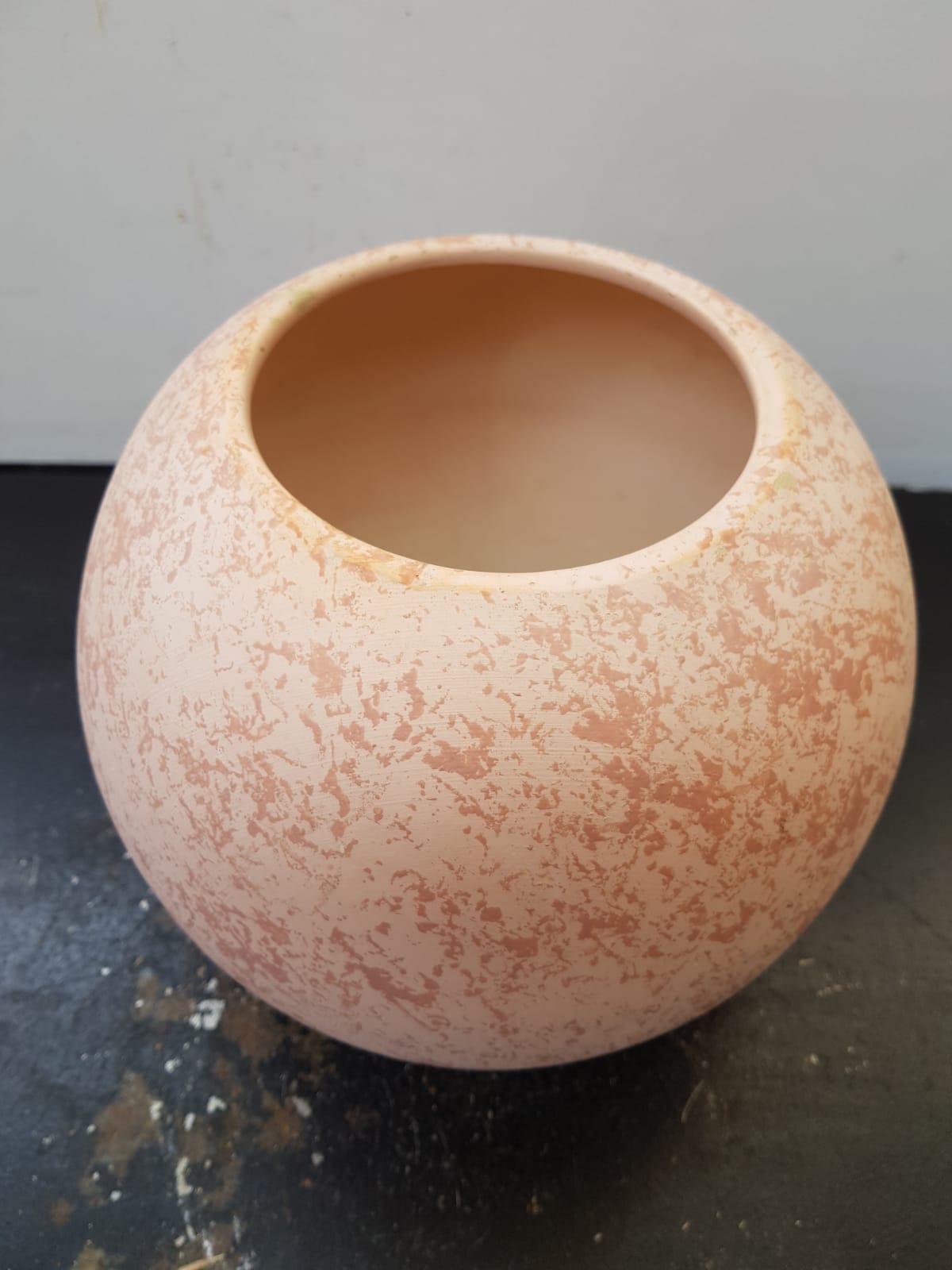 Old Vase Ball Ceramic Pink 70s Vintage Decoration