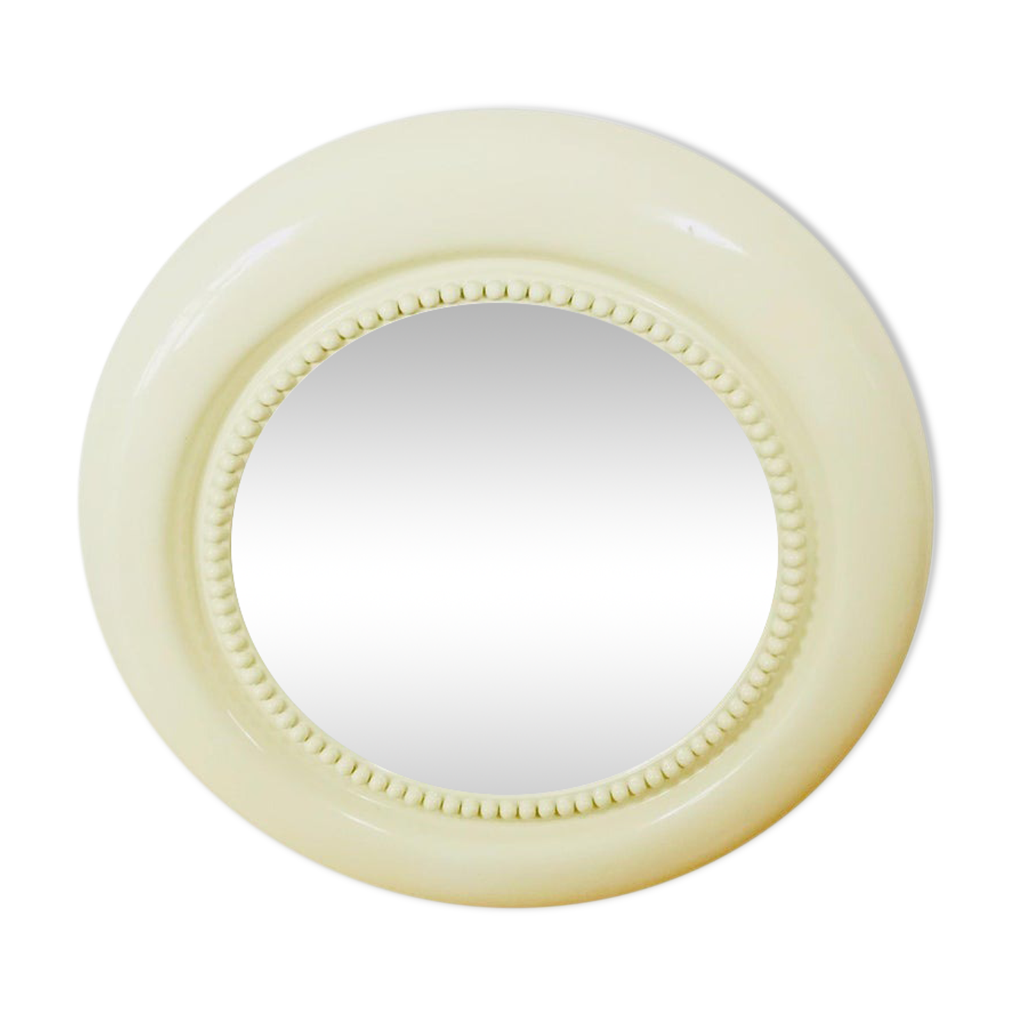 American beige round wall mirror 1970