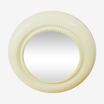 American beige round wall mirror 1970