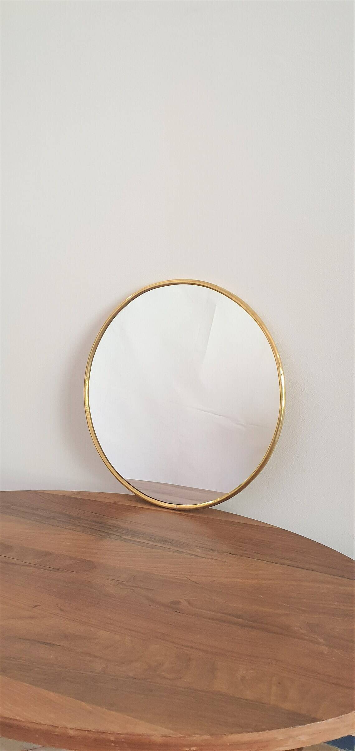 Miroir mural rond en laiton - fait main