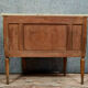 Commode sauteuse Louis XVI Demie lune en loupe d'orme et noyer vers 1900