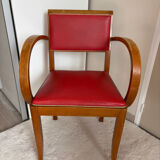 Bridge Vintage Armchair – Curved Design & Red Vinyl – 1950