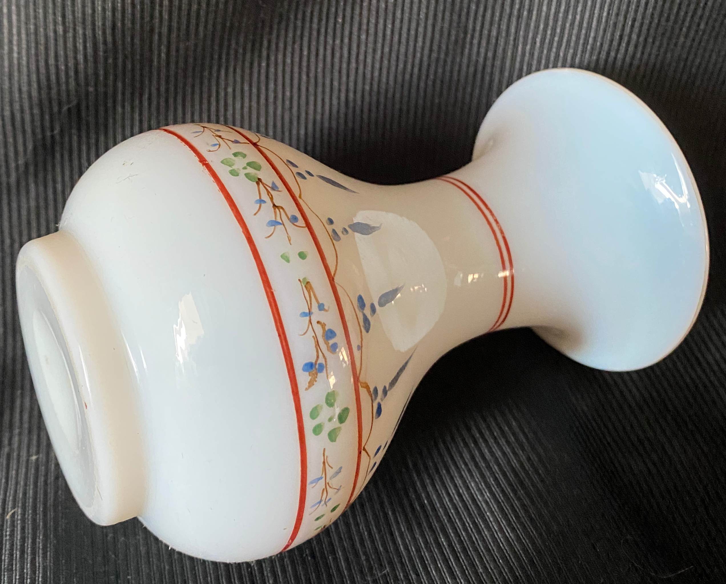 Baluster vase in opaline real enamelled decorations nineteenth century