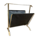 Gold and leather metal magazine rack 1950