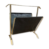 Gold and leather metal magazine rack 1950