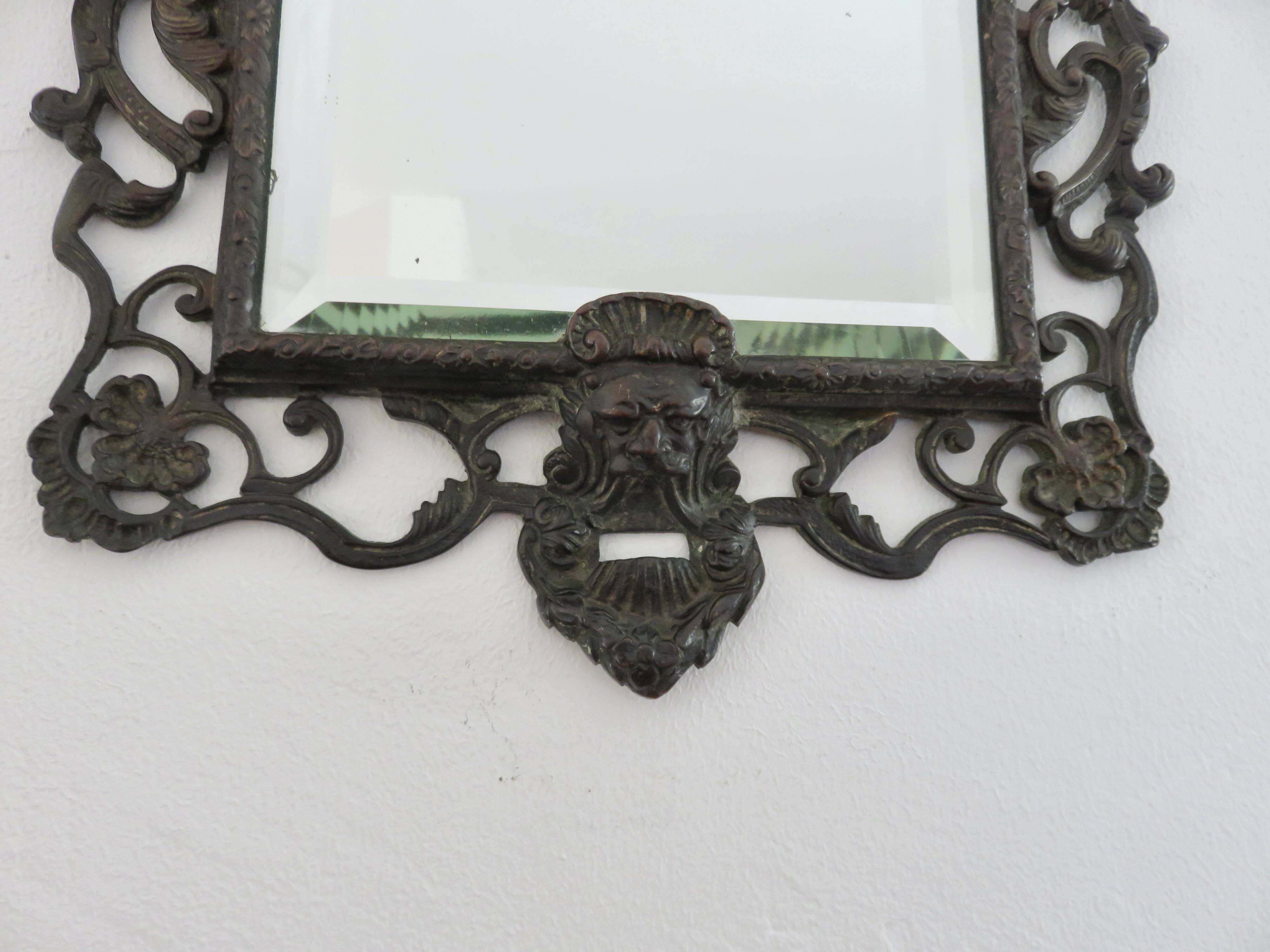 French cast iron mirror "Bacchus" god of wine, 1920s - 1930s