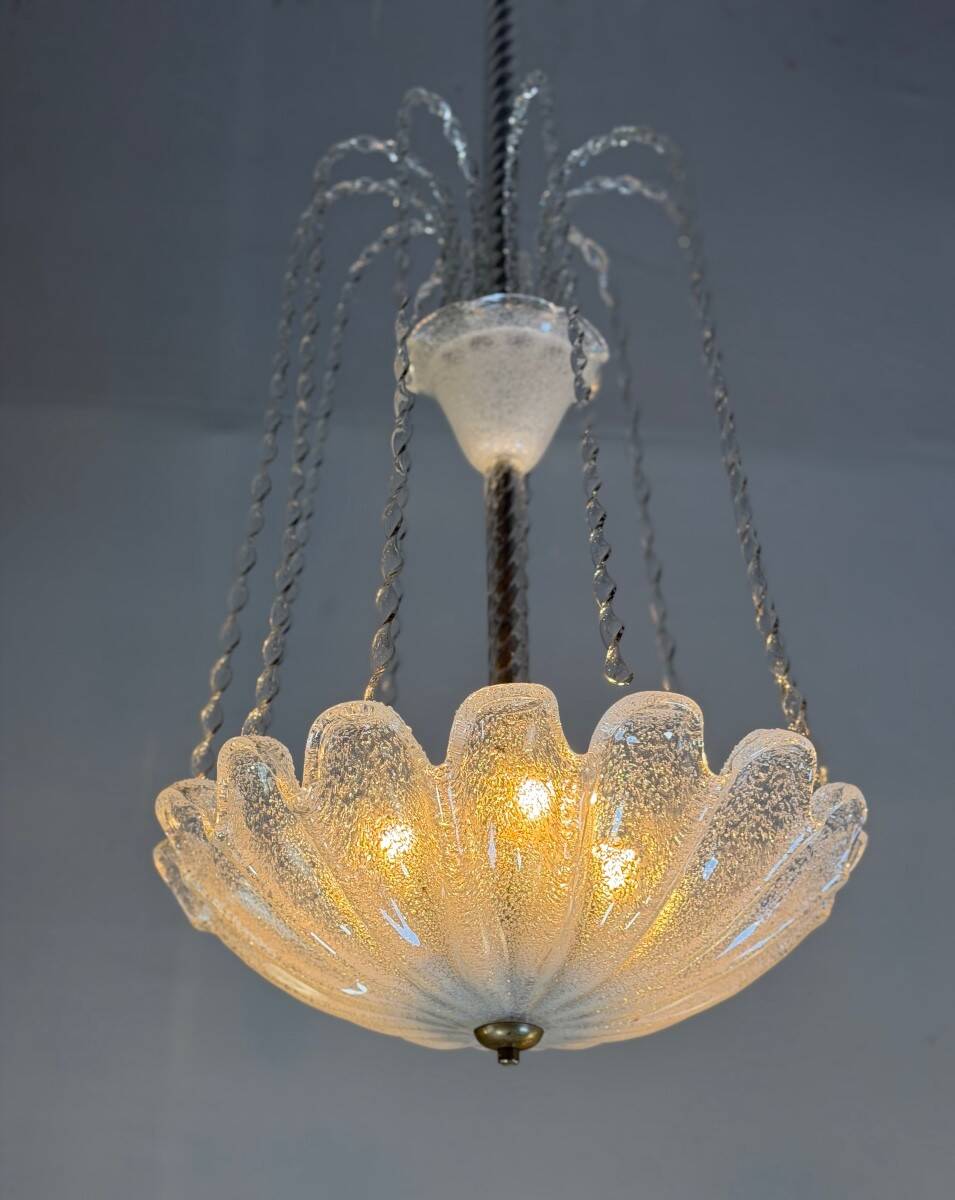 Colourless Murano glass chandelier, Venice circa 1940