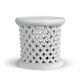 White wooden bamiléké stool white coffee table