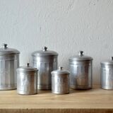 Series of Six vintage aluminum spice jars - Storage jars - 1940.