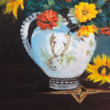 Oil on canvas bouquet signed