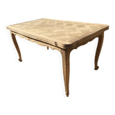 Louis XV style table in oak stripped and left in natural wood