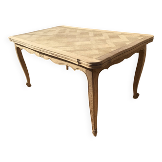 Louis XV style table in oak stripped and left in natural wood