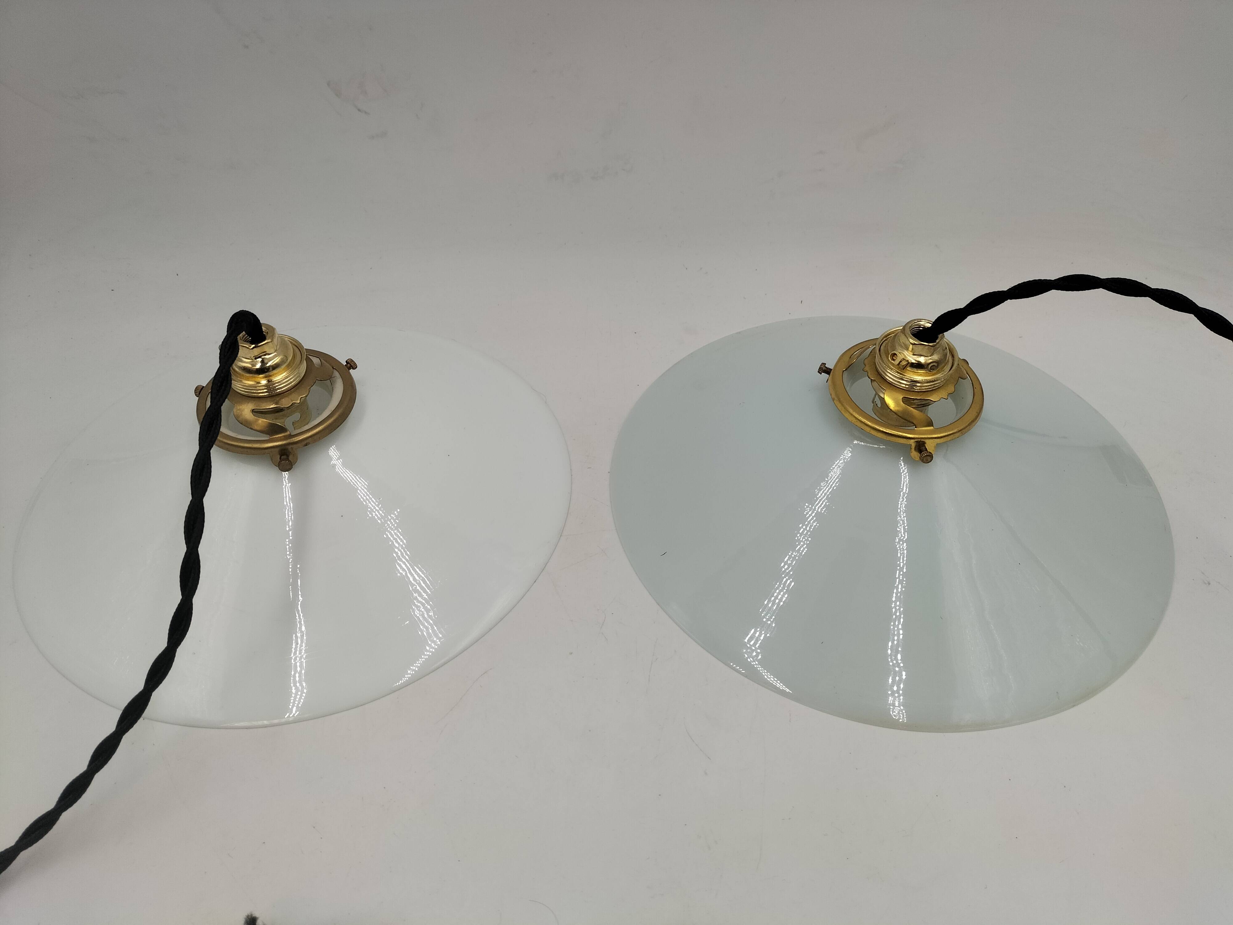 2 opaline pendant lights