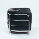 Zanotta onda black leather lounge chair, Italy 1980s