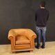 Italian design armchair in leather from the 70s