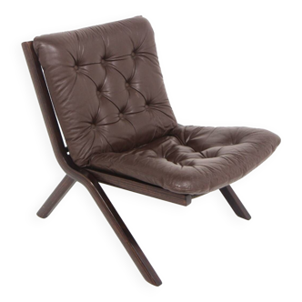 Scandinavian leather armchair, Norway, 1960