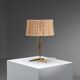 Mid-Century brass & wood table lamp