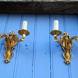 Louis XV style Bronze Brass twin arm wall lights