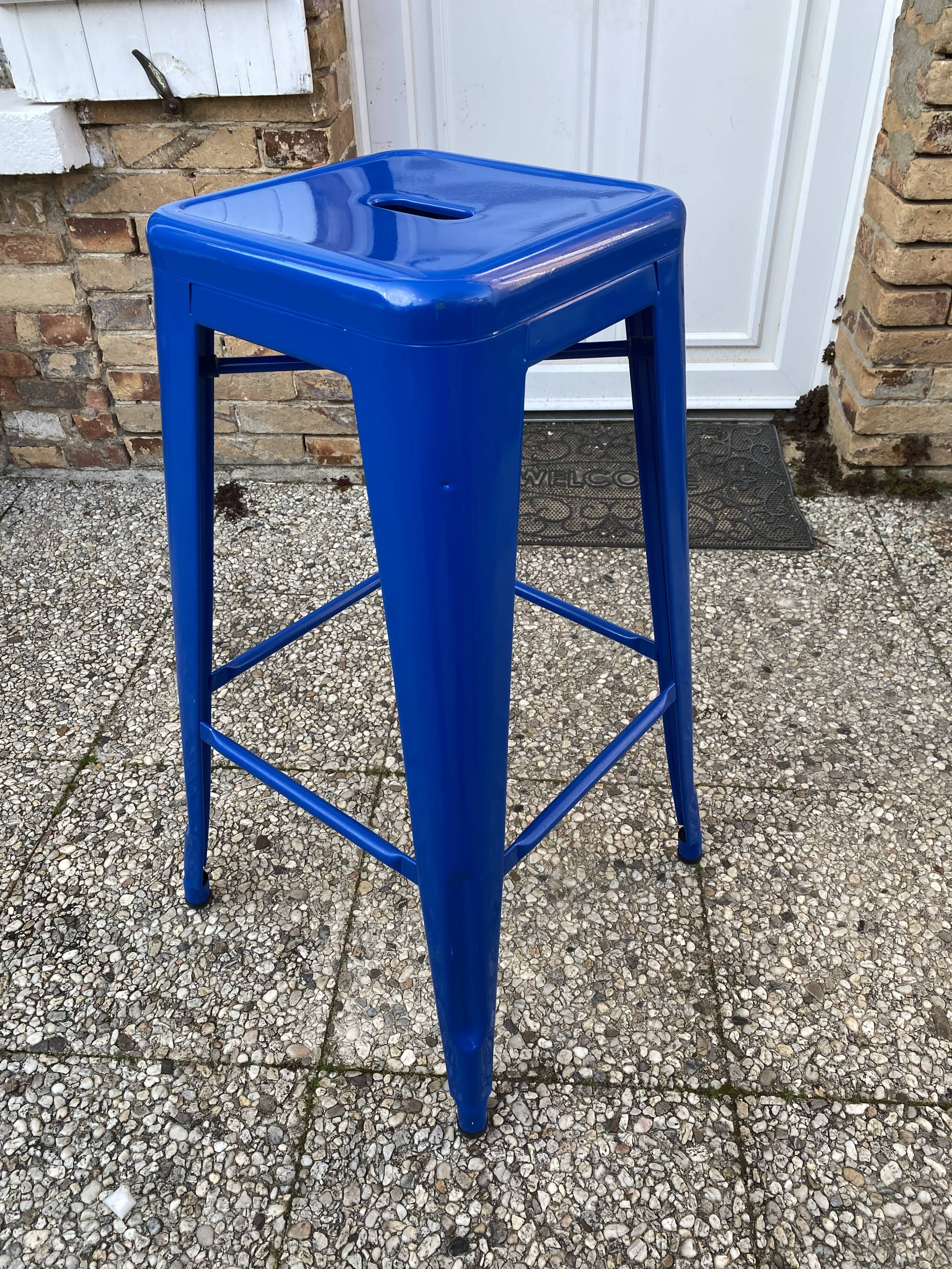 Stackable industrial bar stool TOLIX H75 blue