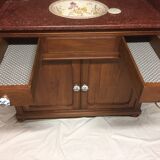 Meuble de salle de bain antique-art avec vasque basculante faïence fleurie