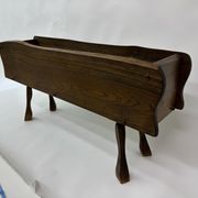 Brutalist solid wooden flower plante, 1970's