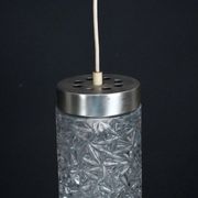 Pair of Italian Pendant Lights in Glass and Polished Aluminum, 1970s