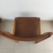 Suite de 6 chaises Luigi Gorgoni – Roche Bobois – Orme massif & Cuir – Vint