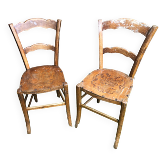 Paire de chaise bistrot luterma bois vintage