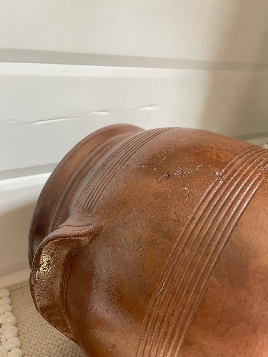 Old stoneware salt cellar