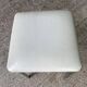 Vintage square steel and white leather stool