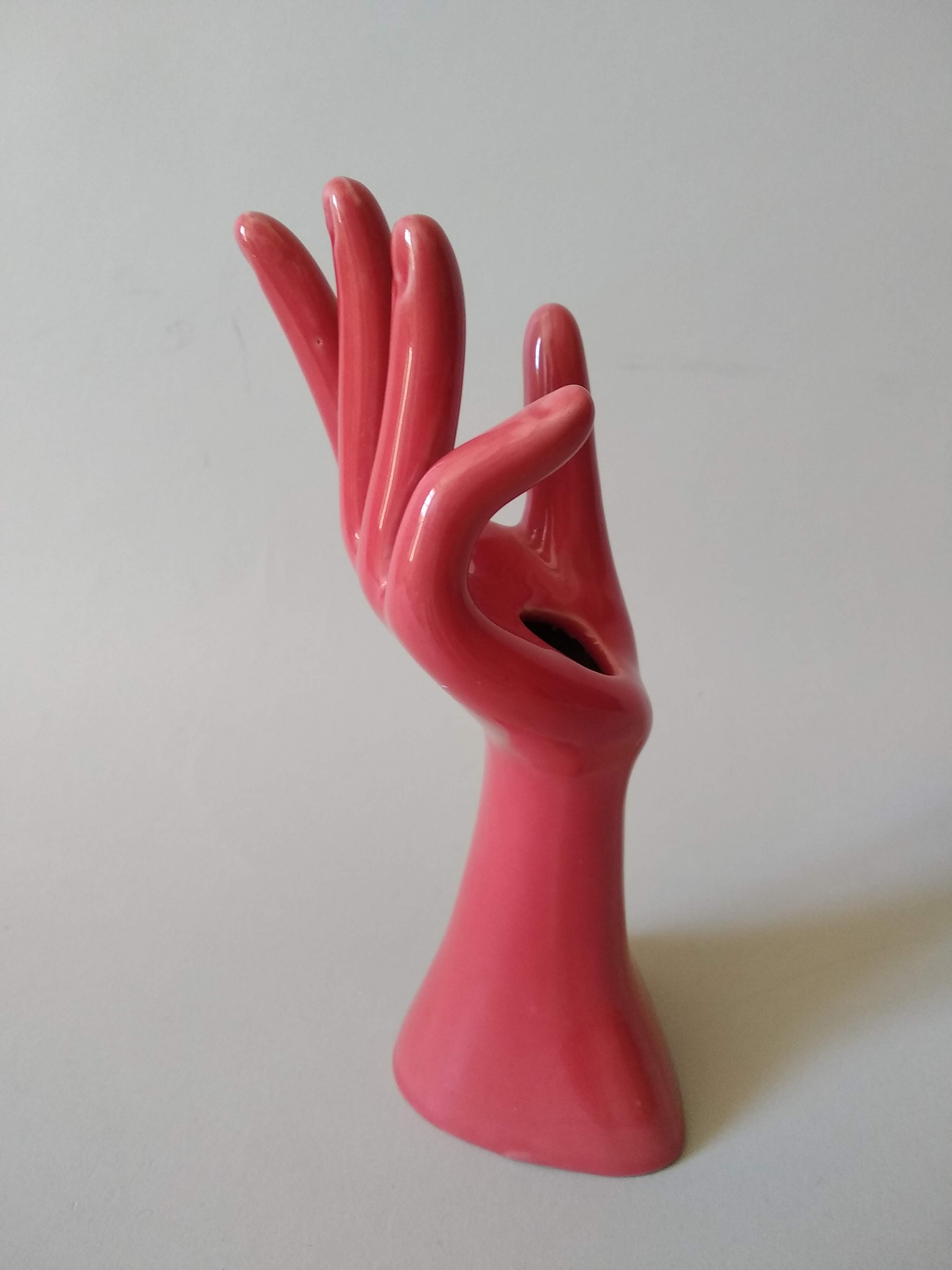 Hand baguier vase soliflore porcelain 80s